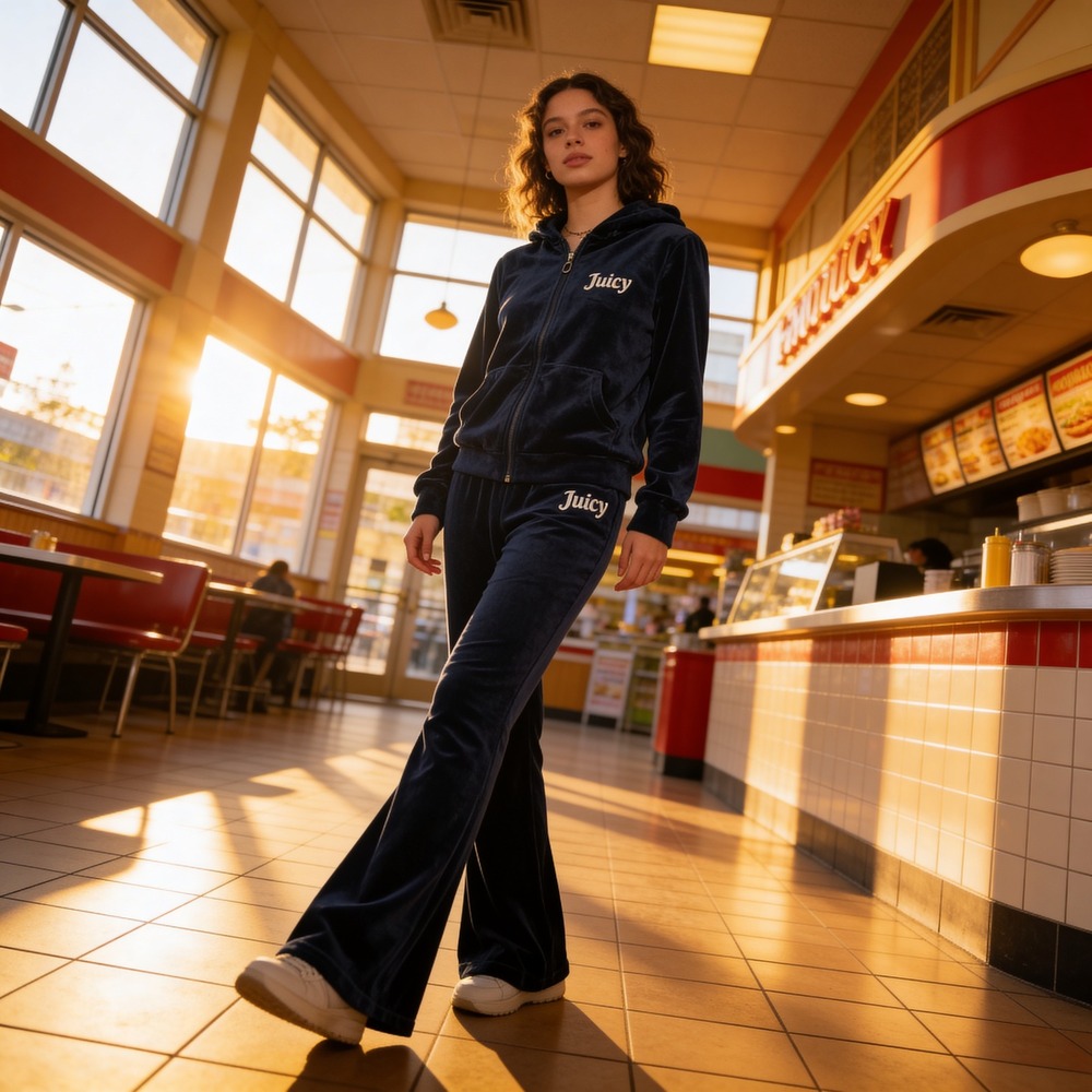Juicy Couture‎ Navy Blue Velour Tracksuit Hoodie Flare Pants Set Y2K Rhinestone